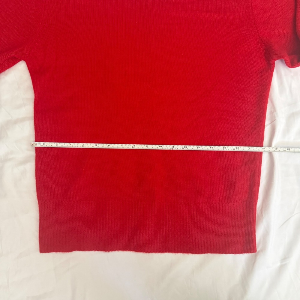 Neiman Marcus Womens Red 100% Cashmere Button Shoulder Crew Neck Sweater S - Picture 8 of 9